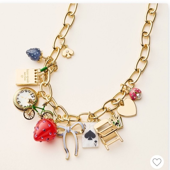 Kate Spade Gold and Red Charm Necklace - Picture 2 of 5